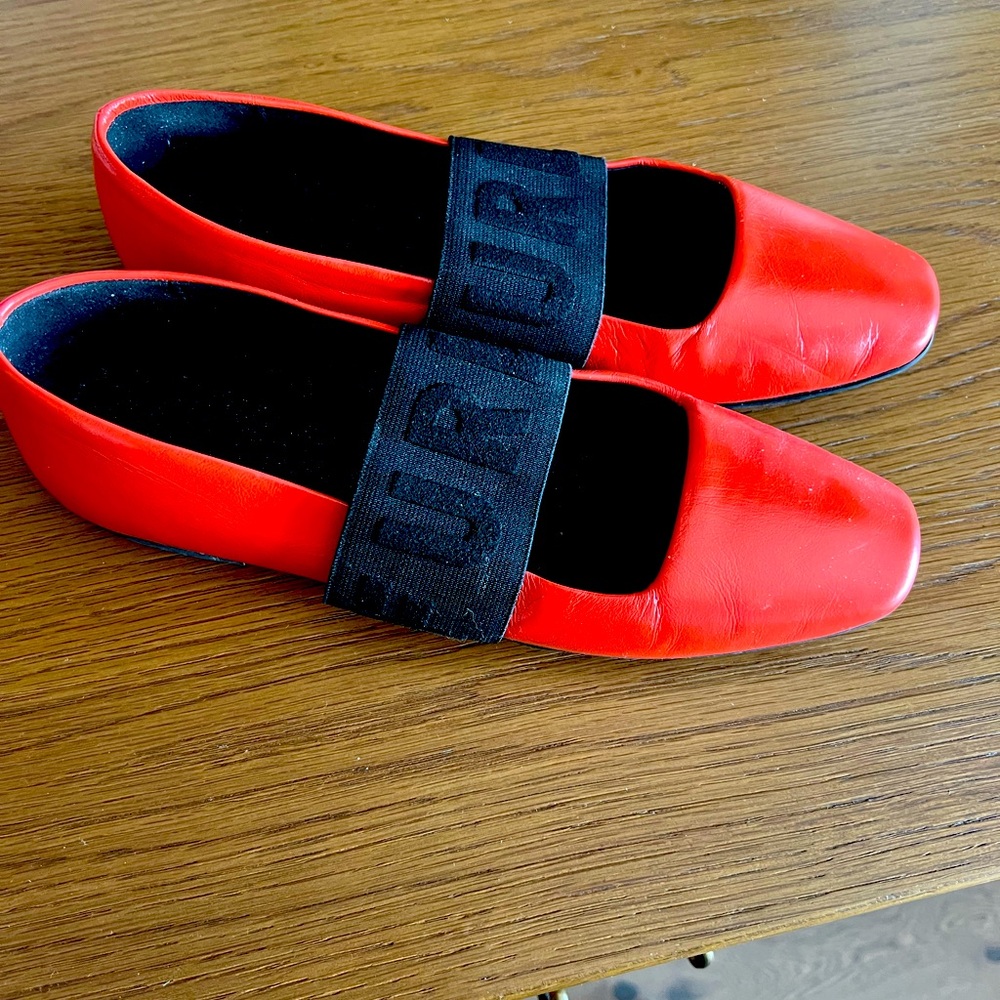Furla  orange Mary Jane flat shoes